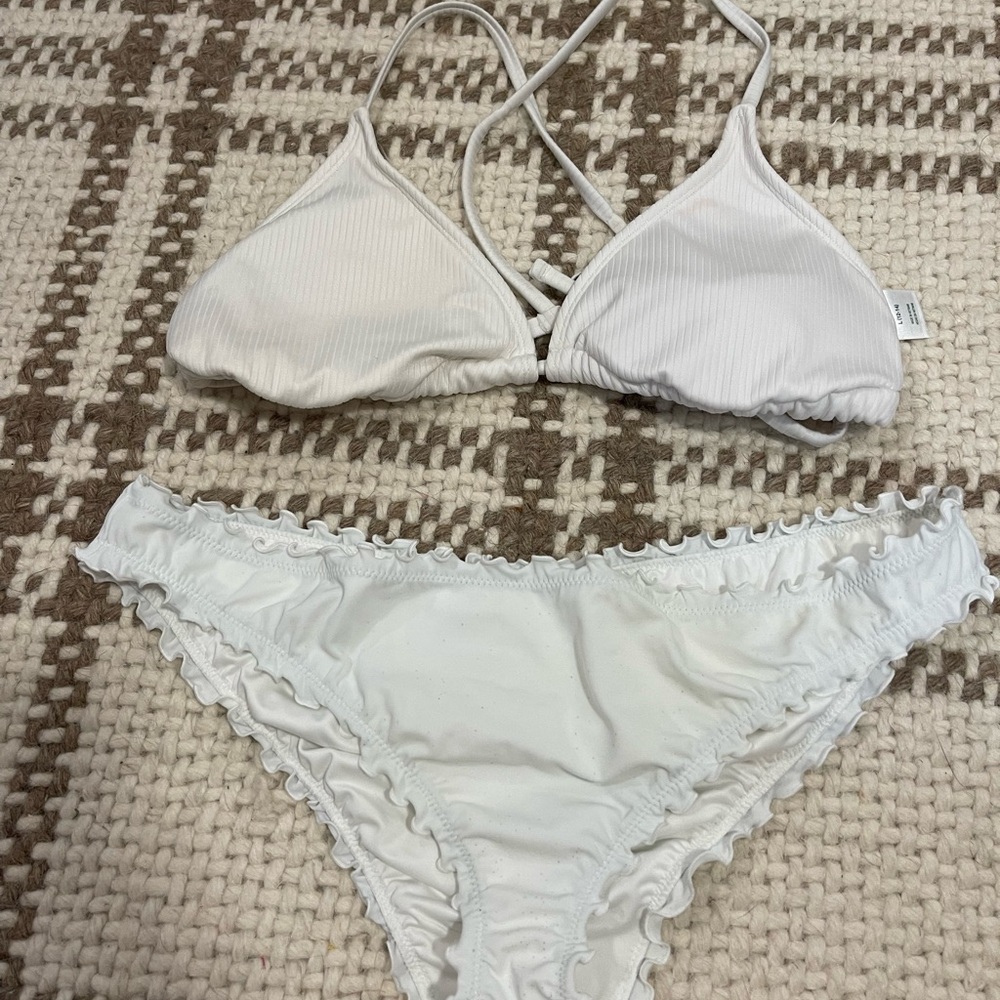 Shade & Shore White Ruffle Bikini